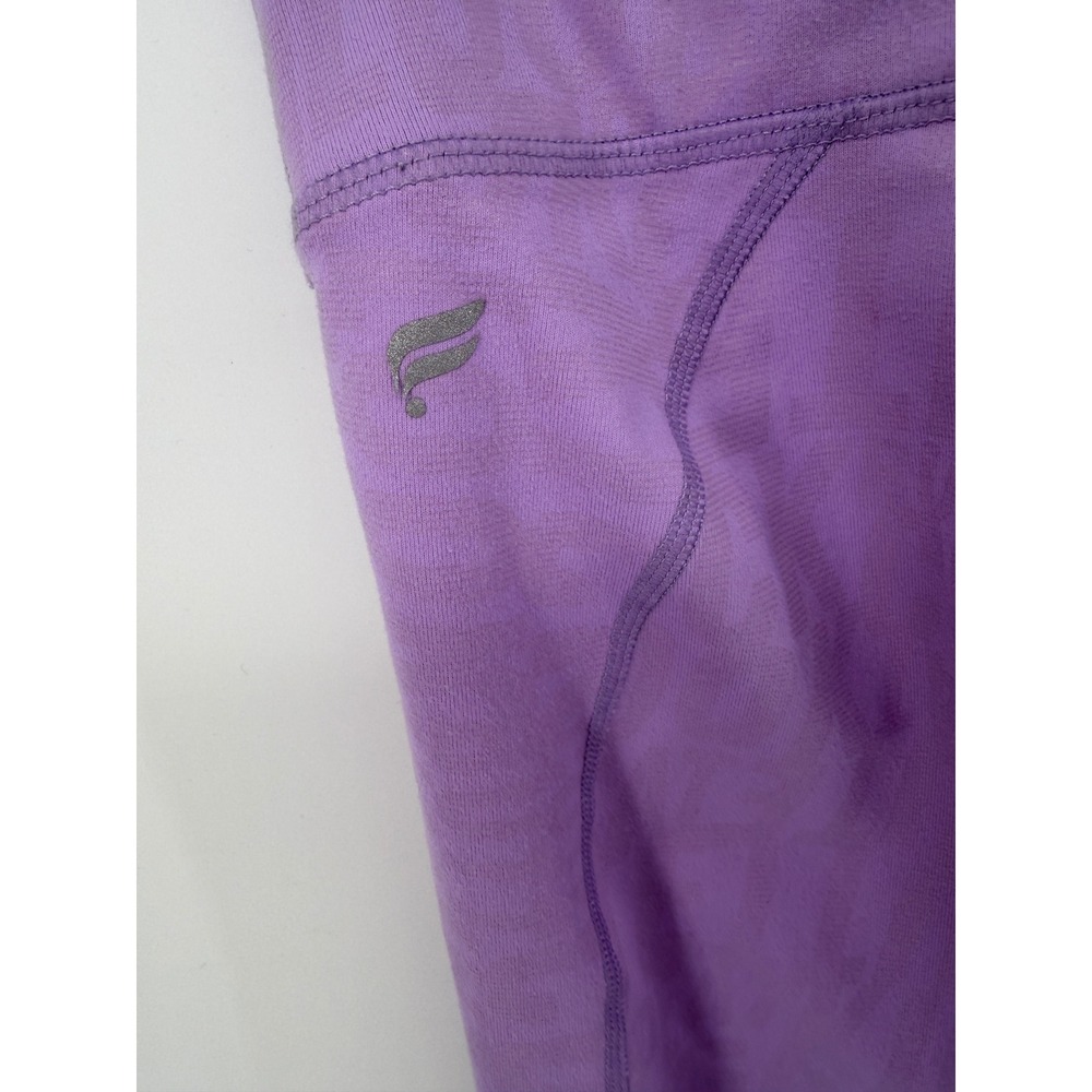 Fabletics PowerHold Purple High Waisted‎ Compression Leggings Wordmark Pattern